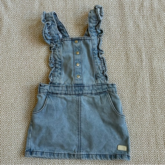 7 For All Mankind Girls Denim Ruffle Skirt Overalls Size 24 M - Picture 1 of 8